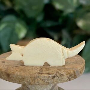 Armadillo Bone Bead Fetish Animal Carving Drilled Hand Carved Mammal 1.4" x .5"